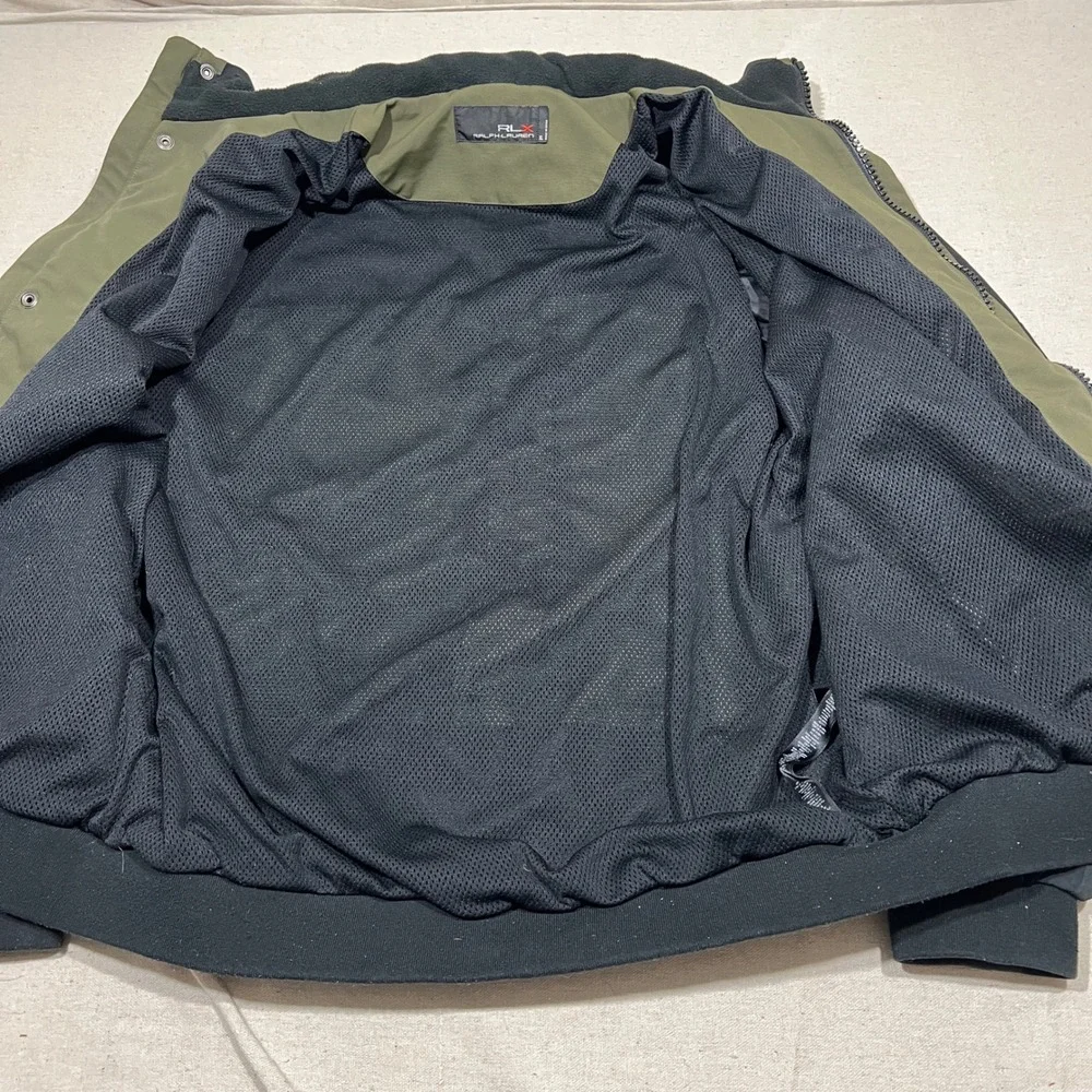 RLX Ralph Lauren Men Colorblock Full Zip‎ Jacket Black Olive Green XL